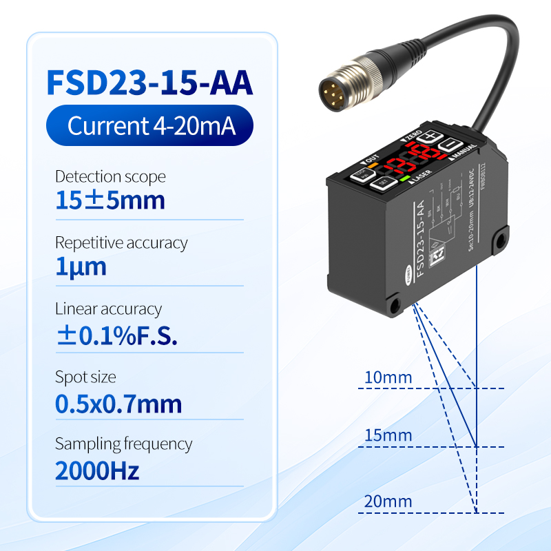 Sensor de desplazamiento láser serie FUWEI FSD23 en medición de precisión de altura del molde