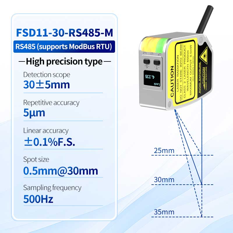 FSD11-30-RS485-M Sensor de alcance láser de alta precisión de 0,01 mm