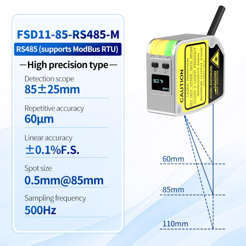Sensor de desplazamiento láser de alta precisión de 0.01 mm